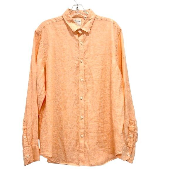 Baird Mcnutt Men’s Orange Long Sleeve Linen Murano Button Up Shirt Size Large - Picture 1 of 4